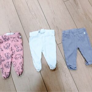 Set of Three Baby Leggings - Pink, White, and Blue
